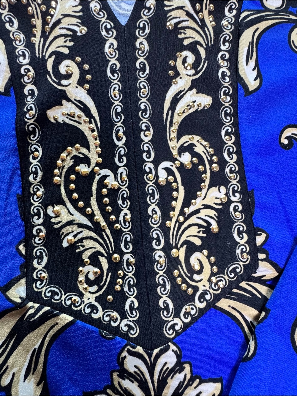 JM Collection Blue Baroque Print Embellished Tunic Top XL - Picture 5 of 10